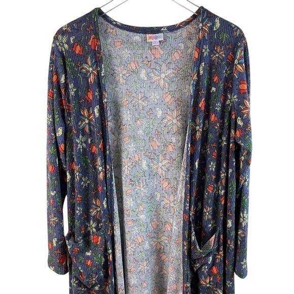 LuLaRoe Simply Comfortable Purple Floral Open Front Duster Cardigan Size Large - Picture 2 of 8